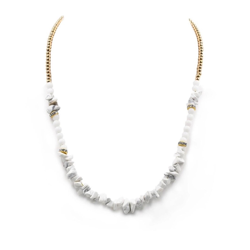 NWT Kinsley Armelle Cluster Collection Moxie Necklace Pepper Howlite Stone